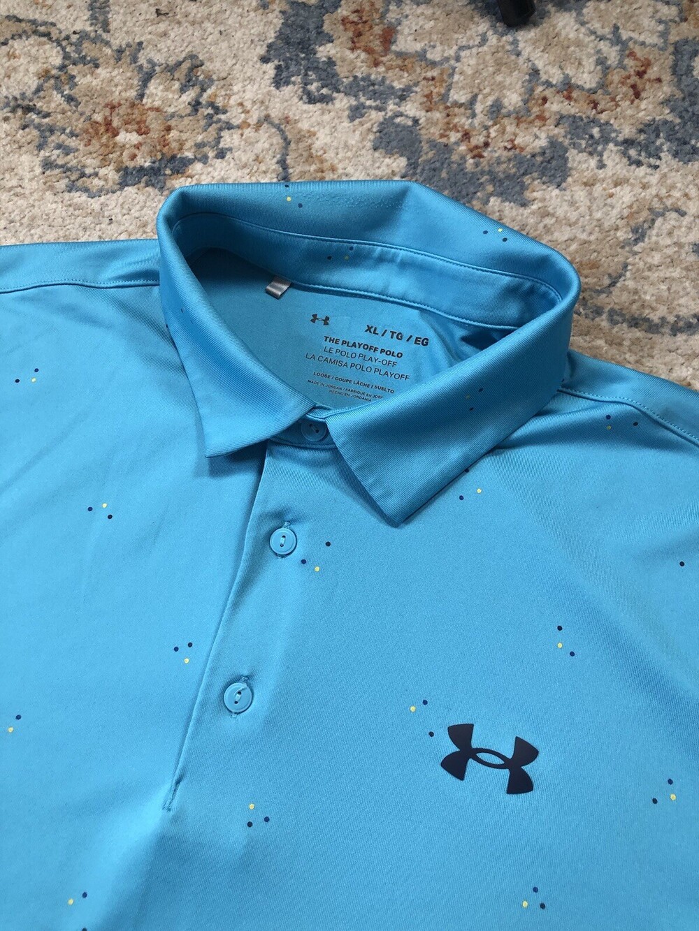 Under Armour The Playoff Polo Men's Blue Polka Dot Size XL Short Sleeve Golf